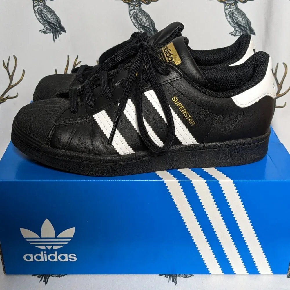 Adidas Superstar Athletic Shoes US8 Black/White Trim US Men 5 Women 6.5 - Picture 5 of 10